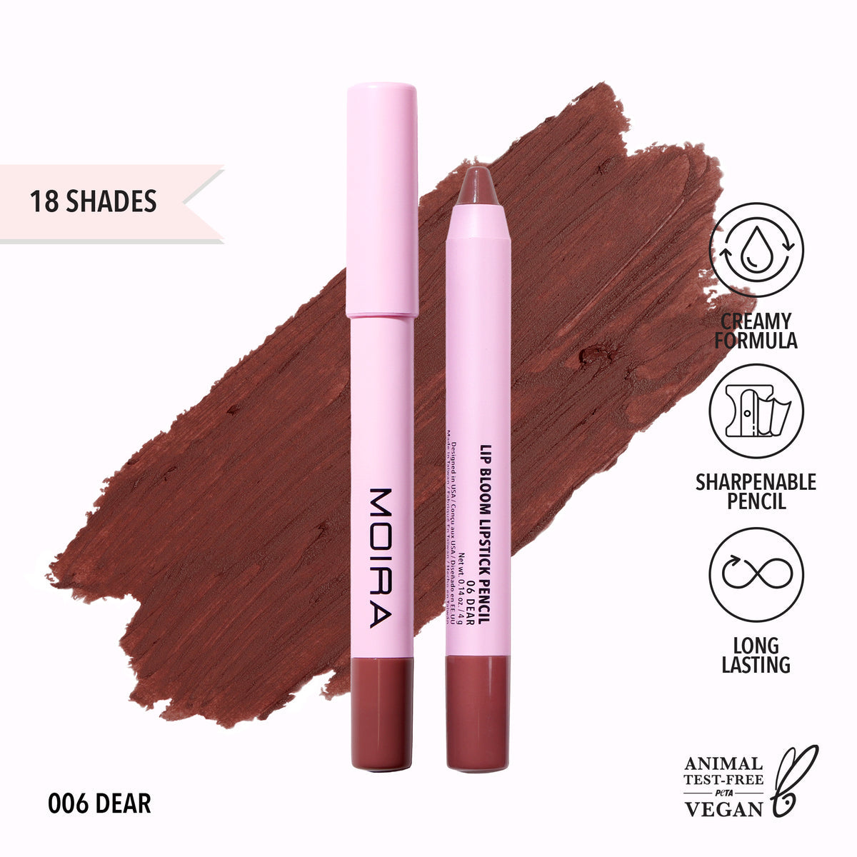 MOIRA - Lip Bloom Lipstick Pencil (006, Dear) (LBM006)