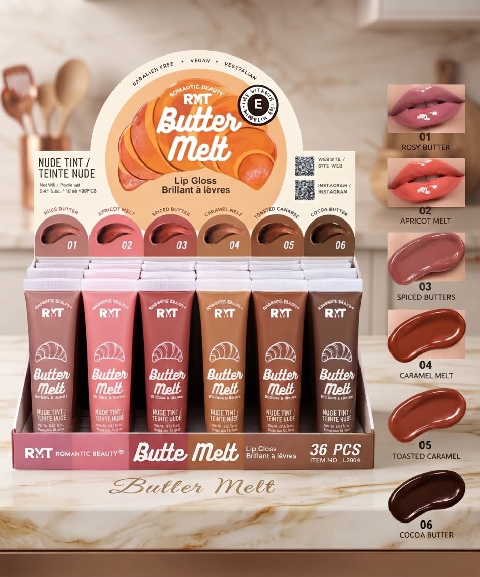ROMANTIC BEAUTY Butter Melt Lipgloss / 36pcs Display