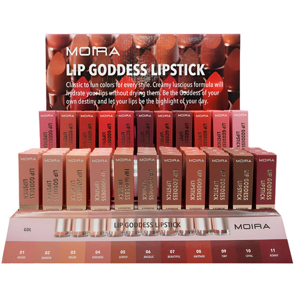 MOIRA Lip Goddess Lipstick #GDLSET w/ Display 132pcs Display + Tester