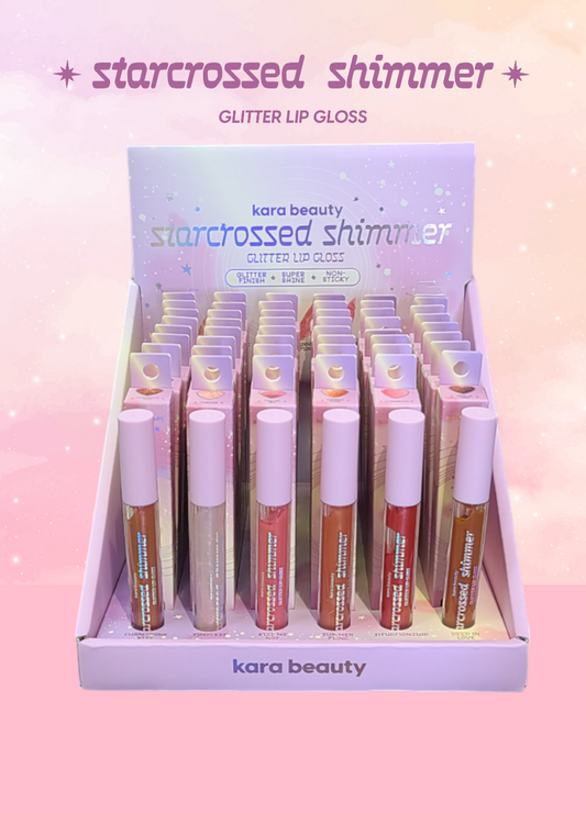 KARA BEAUTY  STARCROSSED SHIMMER - GLITTER LIP GLOSS / 48PCS DISPLAY  + TESTER FREE