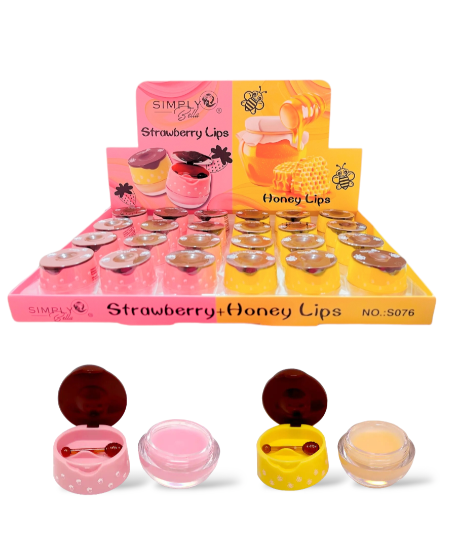 Simply Bella  - Strawberry  + Honey Lips - Lip balm / 24pcs Display