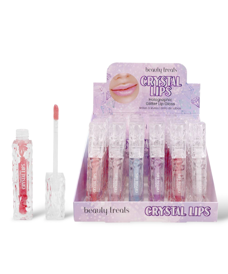 Beauty Treats - Crystal Lips - Holographic Glitter Lip Gloss / 24pcs display