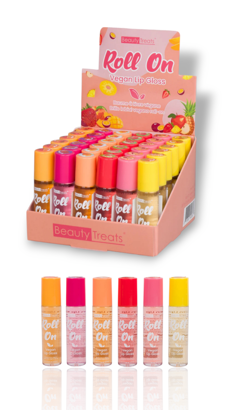 Beauty Treats - Roll On Vegan Lip Gloss / 36pcs Display