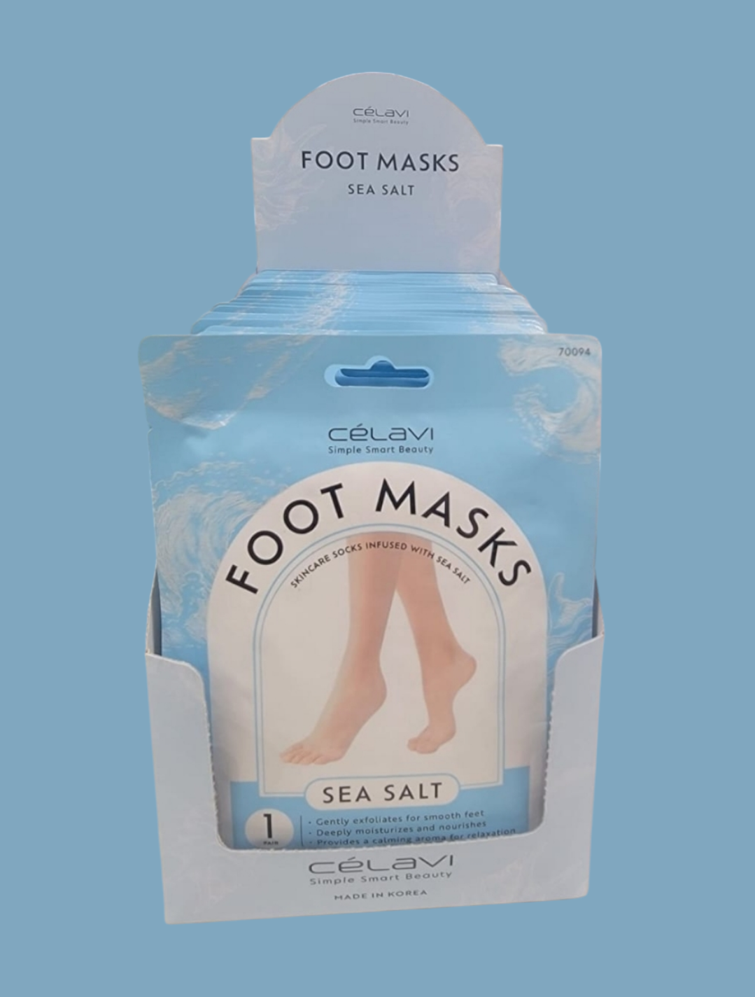 CELAVI Foot Masks Sea Salt | 24 pack Display