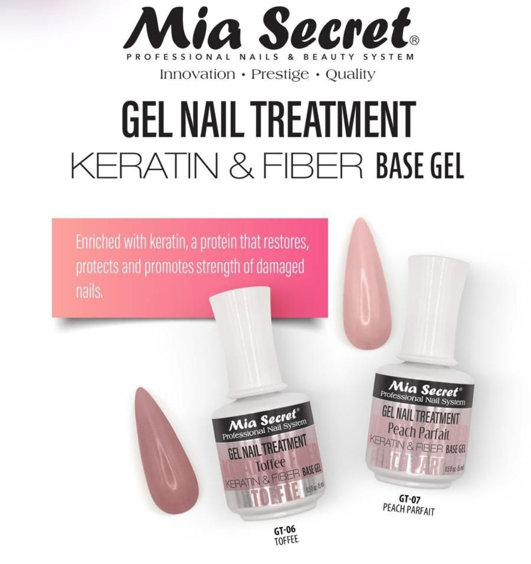 MIA SECRET - GEL NAIL TREATMENT  PEACH PARFAIT - KERATIN & FIBER - BASE GEL