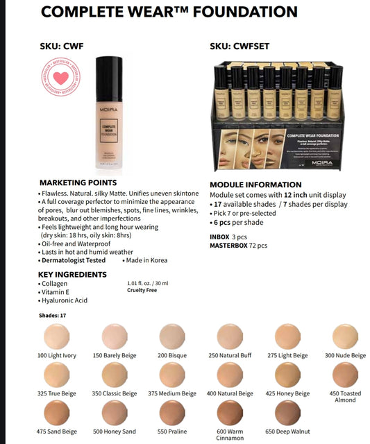 Moira - Complete Wear Foundation Set