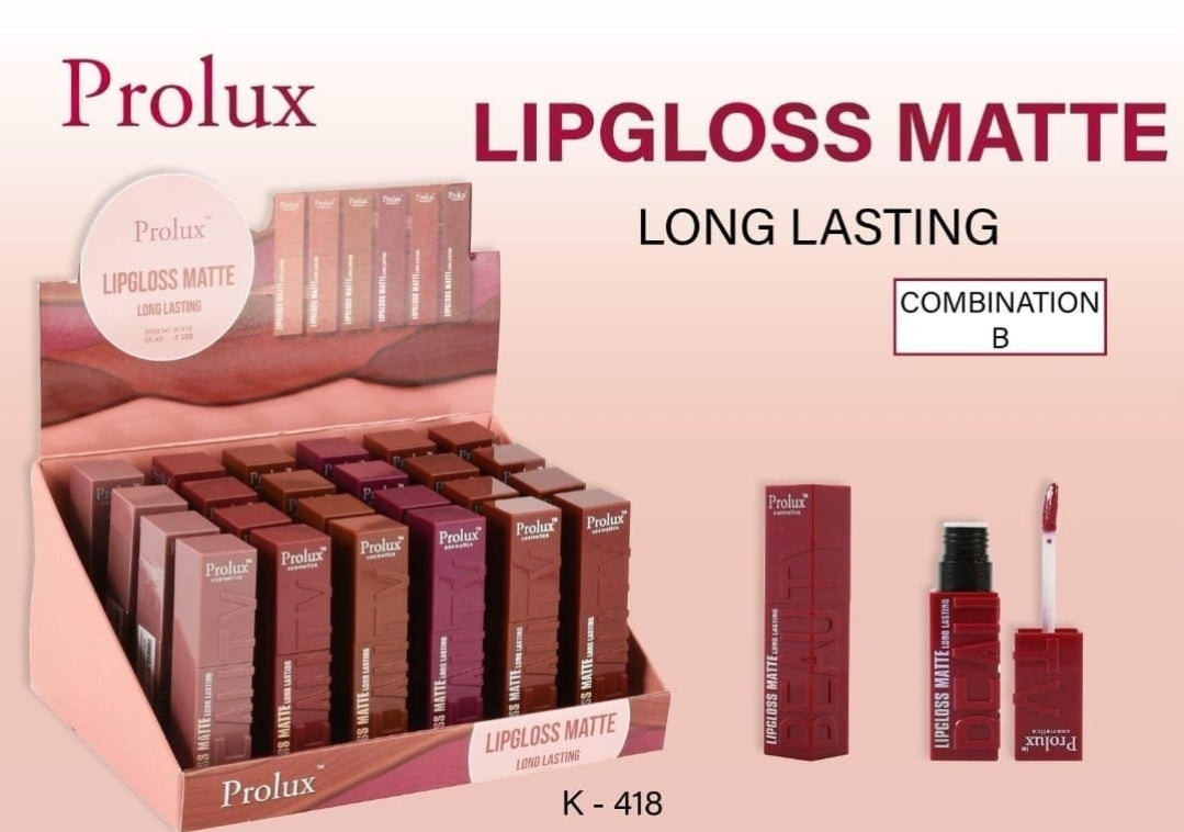 PROLUX Lipgloss Matte - long-lasting  #K-418B | 24pcs display