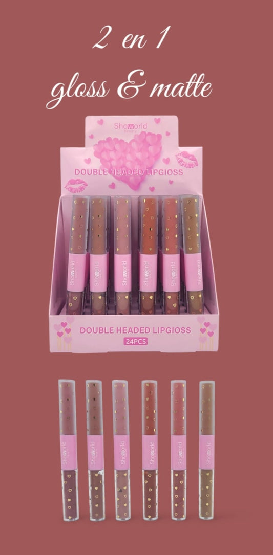 Showorld - Double Headed Lipgloss - Matte & Gloss set A / 24pcs display