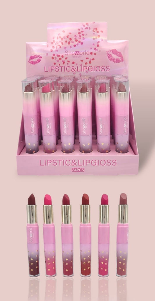 Showorld - 2 en 1 Matte Lipstick & Lipgloss set B / 24pcs Display