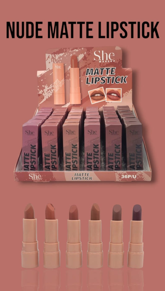 She Makeup - Matte Lipstick  - Nude Colors / 36pcs Display