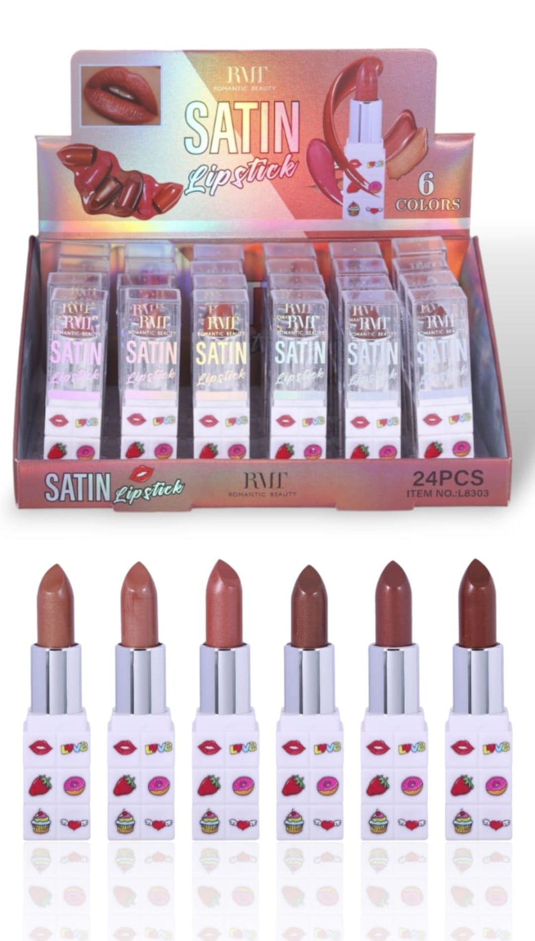 Romantic Beauty  - Satin Lipstick - Nude colors / 24pcs Display