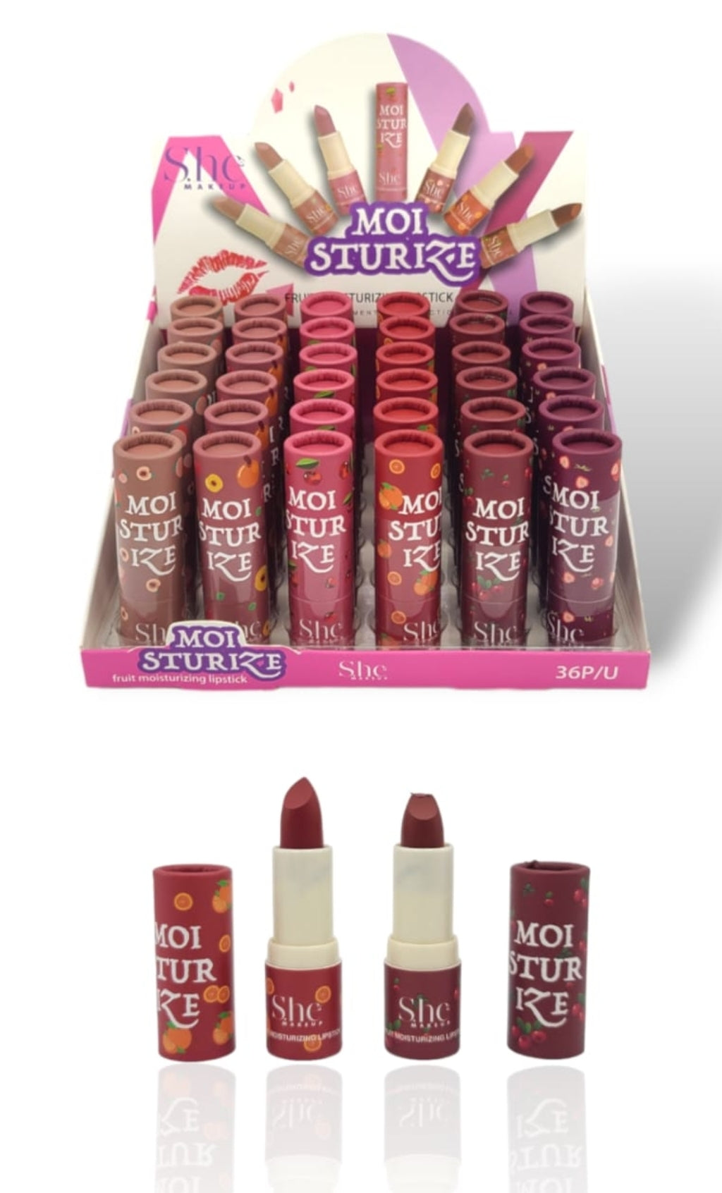 She Makeup - Moisturize Fruit Moisturizong Lipstick  / 36pcs Display