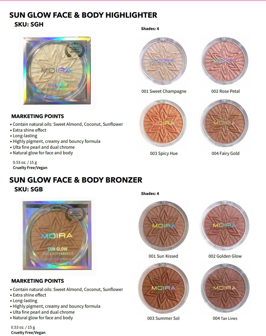 Moira - Sun Glow Face & Body Highlighter/ Bronzer