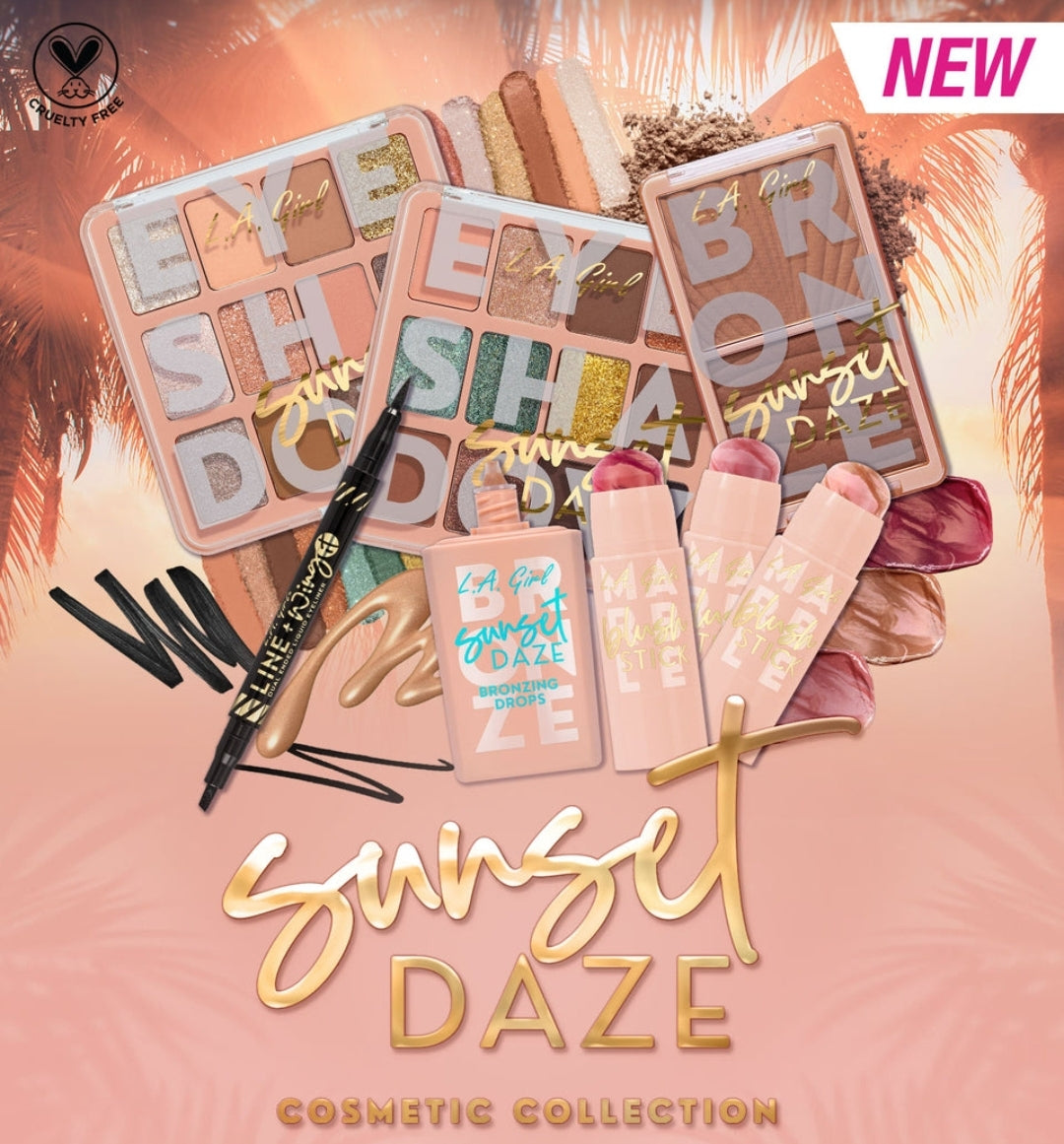 LA Girl - Sunset Daze Collection - Eyeshadow - Bronzer - Bronzing Drops - Marble Blush - Eyeliner #G98282B / 54pcs Display