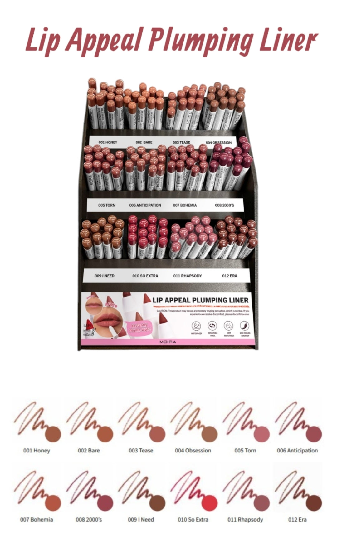 MOIRA Lip Appeal Plumping Liner #LAPLSET w/ Display |144pcs Display