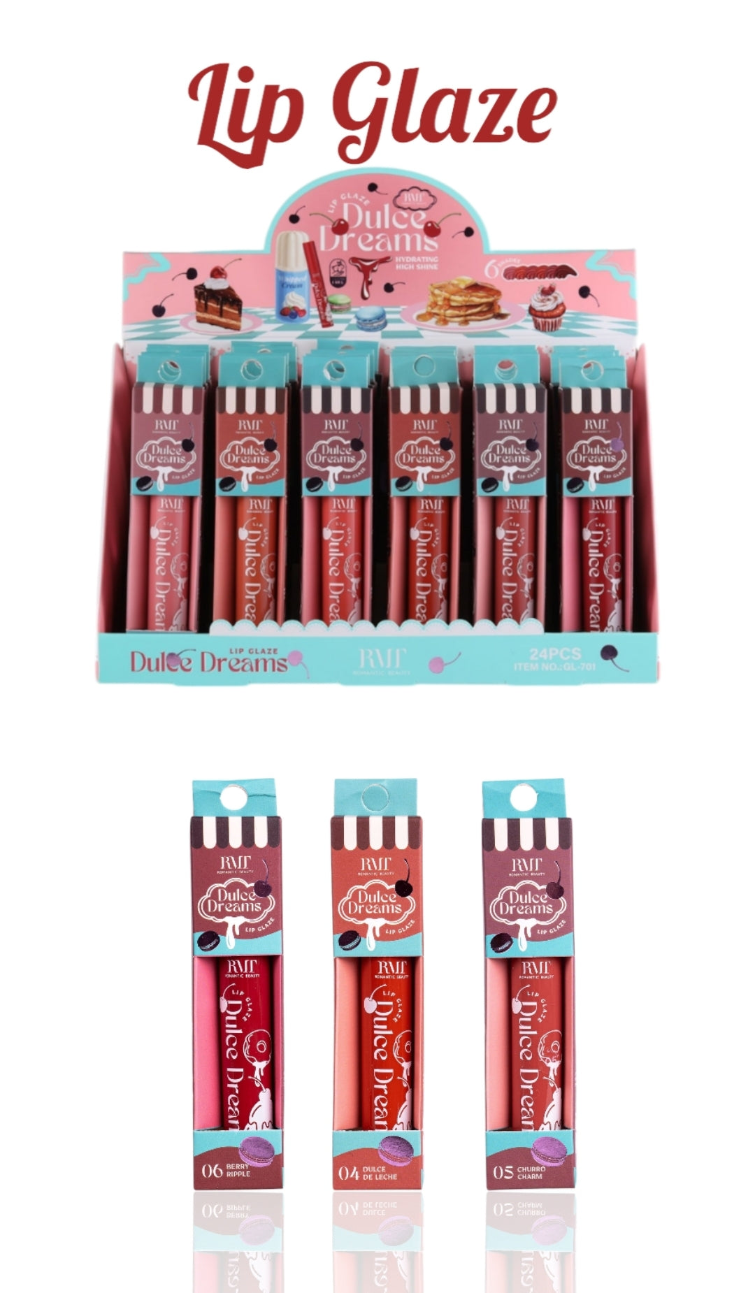 Romantic Beauty Dulce Dreams Lip Glaze #GL-701 / 24pcs Display