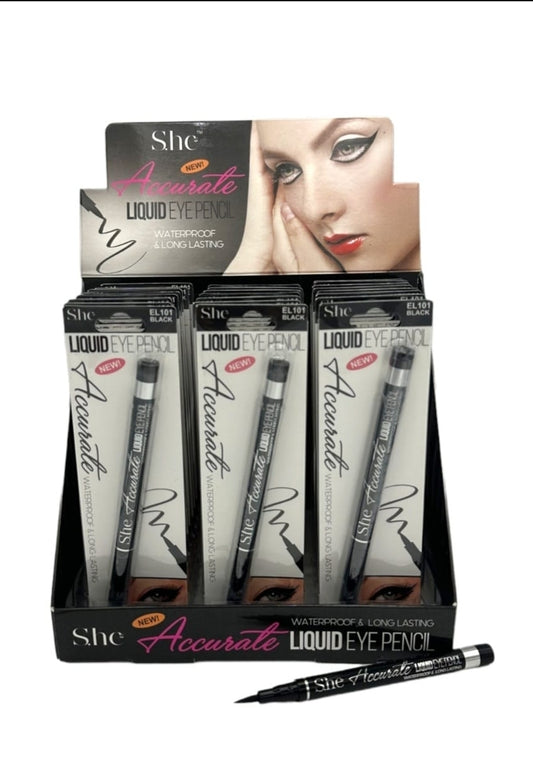 She - Accurate Liquid Eye Pencil - Long-lasting #EL101 / 24pcs Display