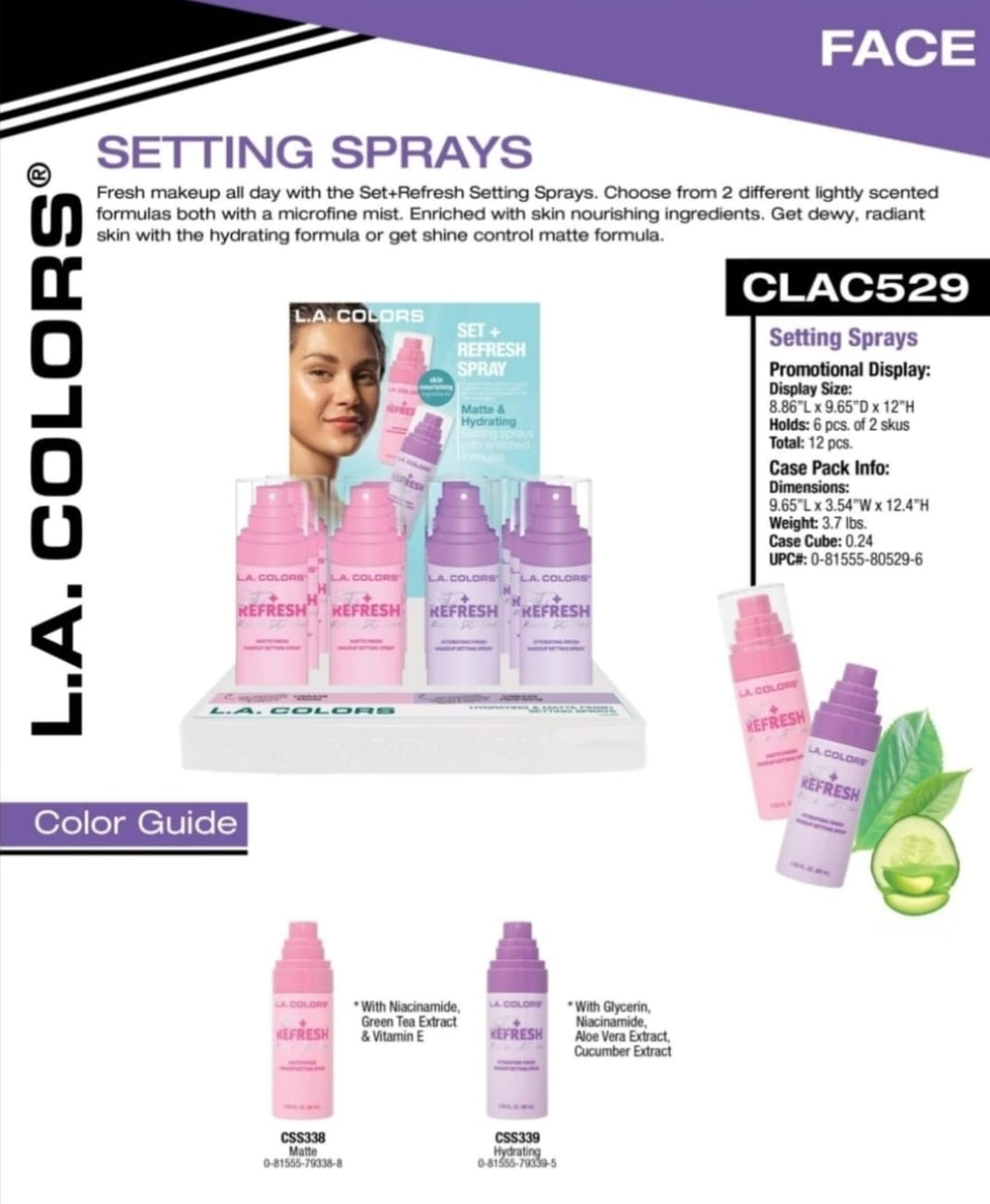 LA COLORS CLAC529B Set + Refresh Spray | Matte & Hydrating Setting Spray | 24pcs Display