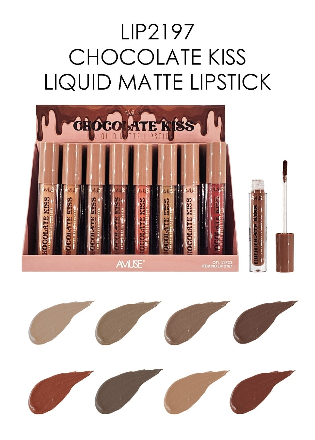 AMUSE Chocolate Kiss Liquid Matte Lipstick #LIP2197| 24pcs Display