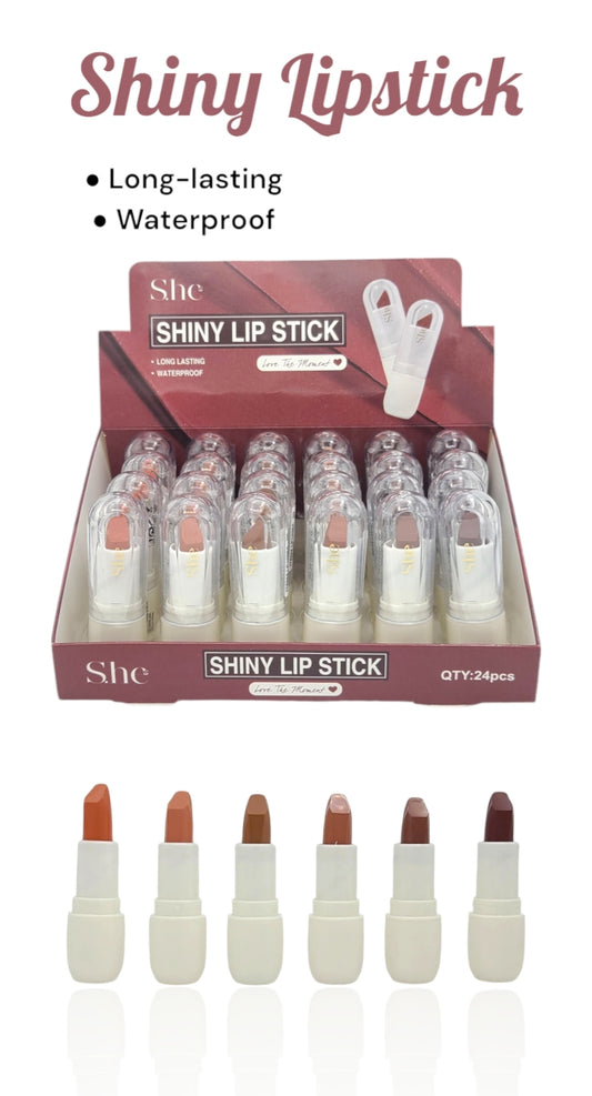 SHE Shiny Lipstick Nude Color | 24pcs Display