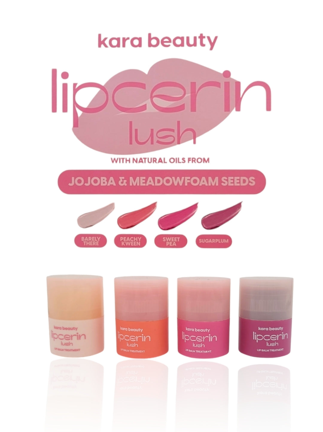 KARA BEAUTY Lipcerin Lush Lip Balm Treatment | 24pcs Display + Tester