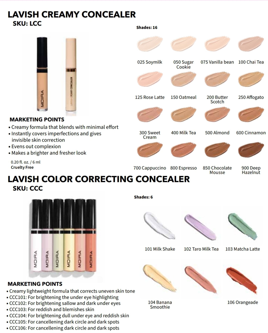 MOIRA Lavish Creamy Concealer #LCCCSET w/ Display 132pcs Display + Tester