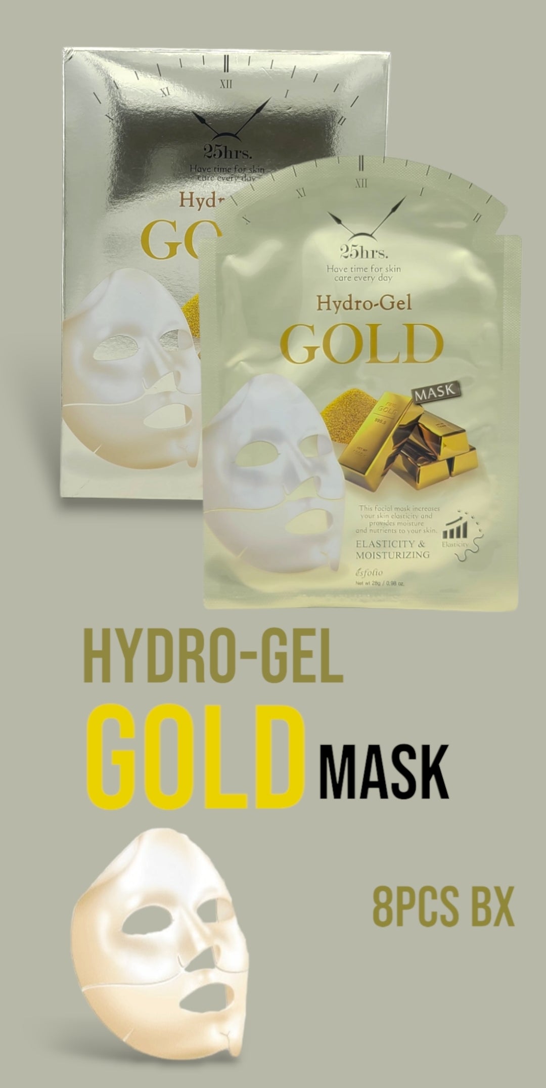 ESFOLIO Hydro-Gel Gold Mask 8pcs Pack