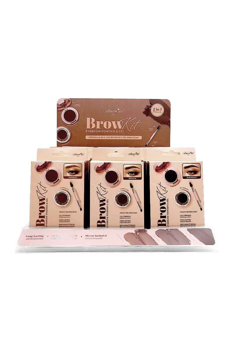 AMORUS - Brow kit / Eyebrow Powder & Gel #CO-BROWKD / 24pcs Display