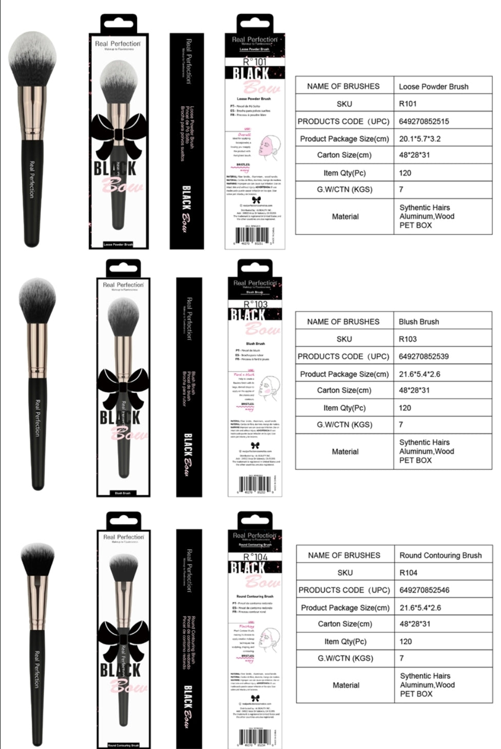 REAL PERFECTION Versatile Makeup Brush w/Display 168pcs Display