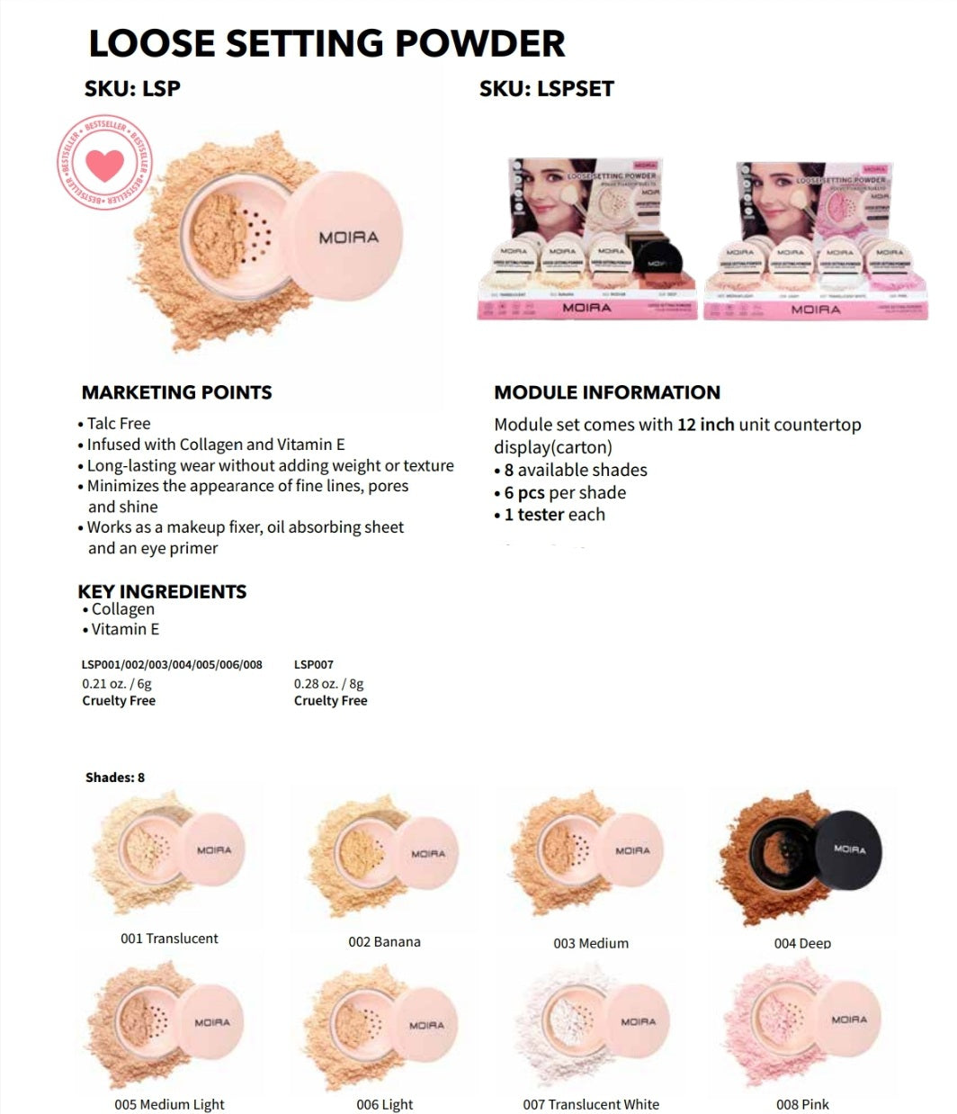 MOIRA Loose Setting Powder w/Display  24pcs Display + Tester