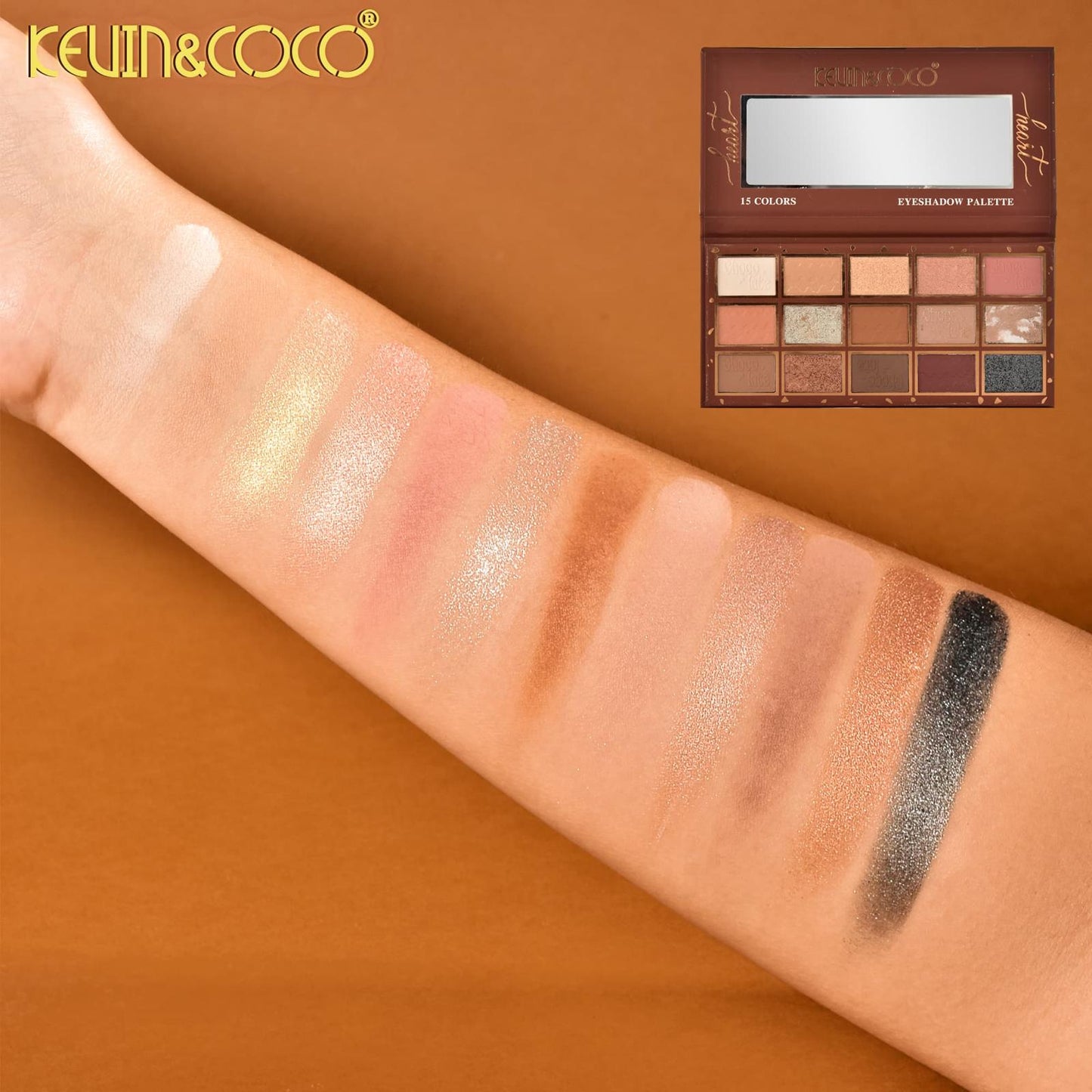 KEVIN&COCO Chocolate 15 Color Eyeshadow Palette / 12pcs Display