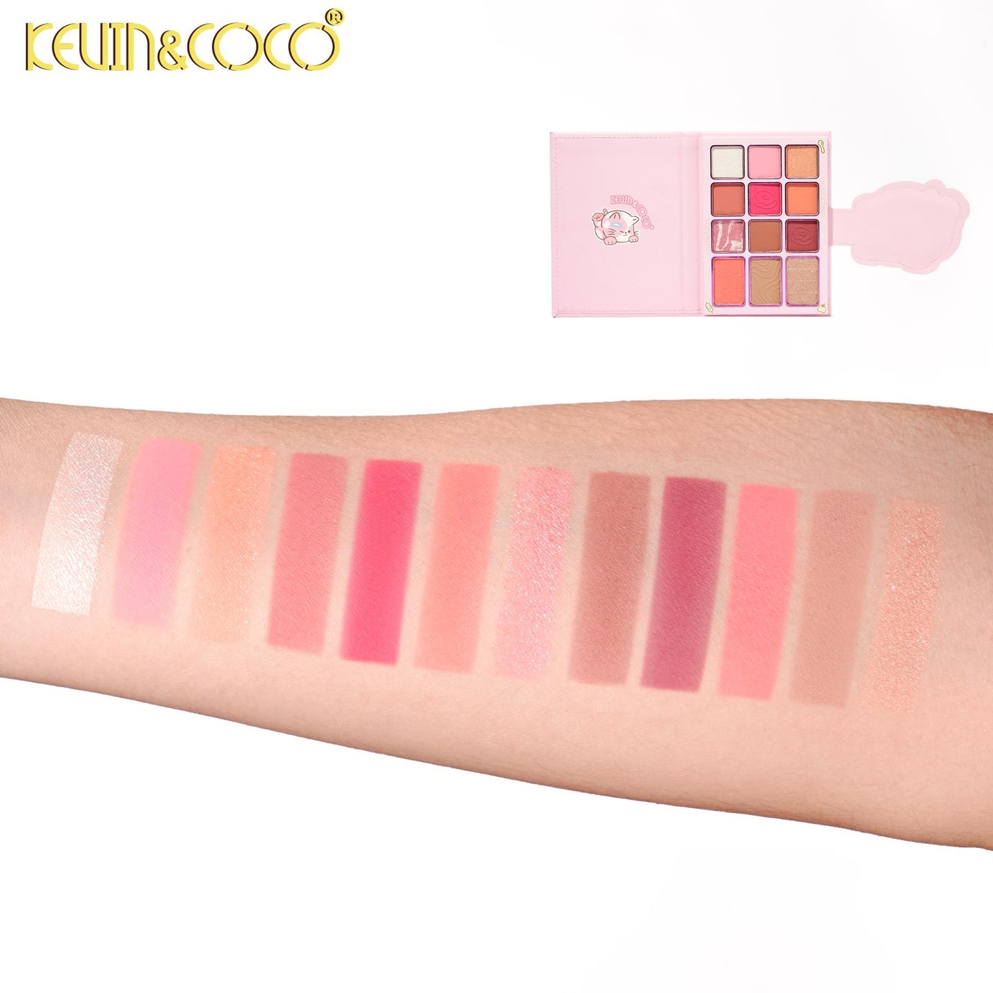 KEVIN&COCO Macaroon 12 Colors Eyeshadow Face Palette w/ Brush / 3Set pack