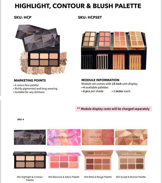 MOIRA Highlighter - Contour - Blush Palette w/Display 24pcs + Tester