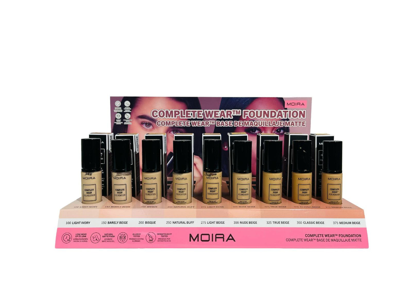 MOIRA Complete Wear Foundation #WCFSET w/ Display 27pcs Display + Tester