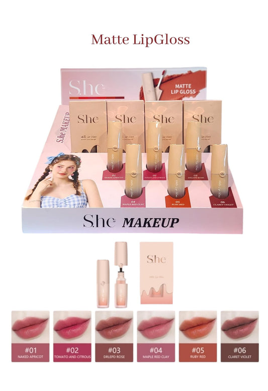 SHE MAKEUP Matte Lipstick  36pcs Display + Tester