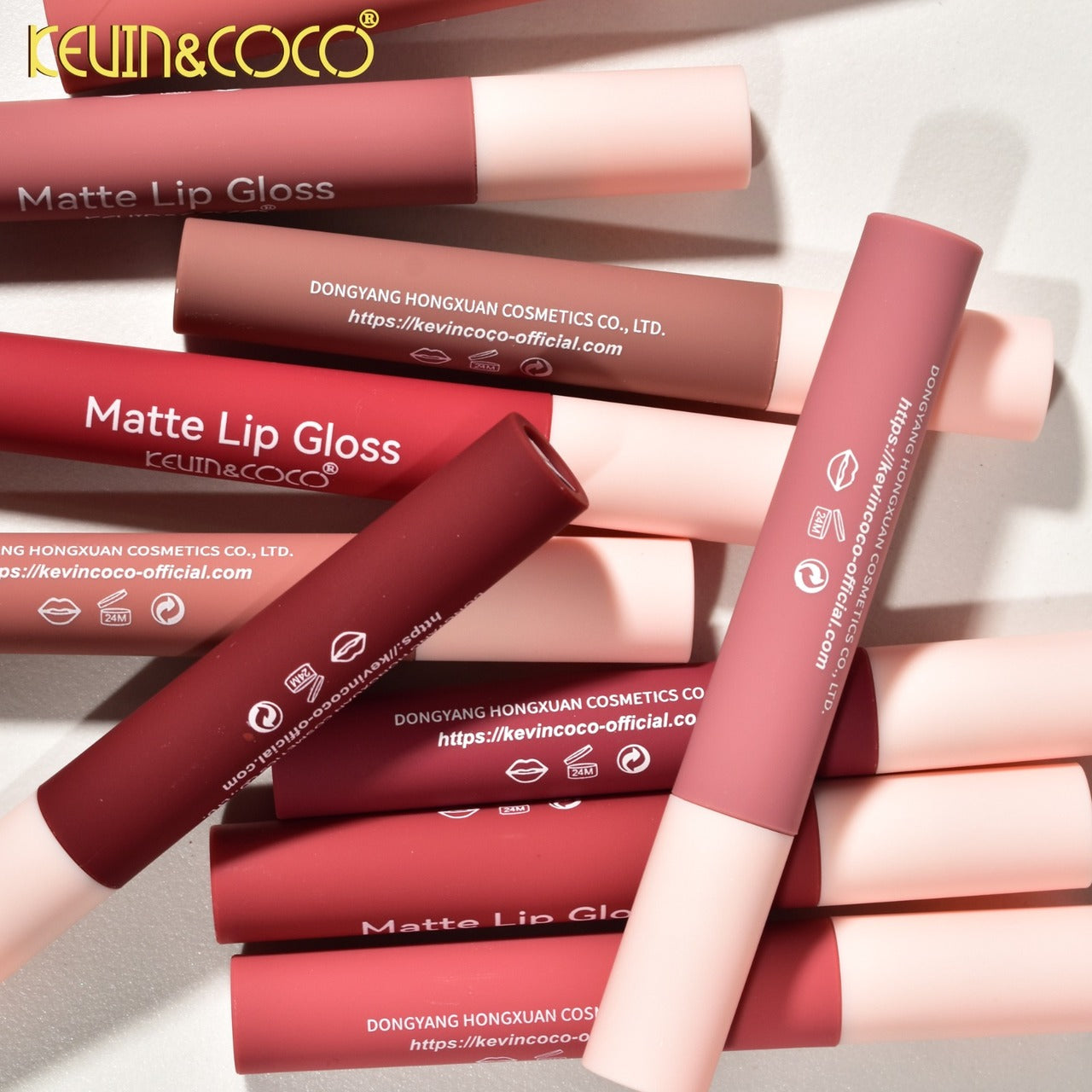 KEVIN&COCO 10 Colors MATE LipGloss / 8 Set Display