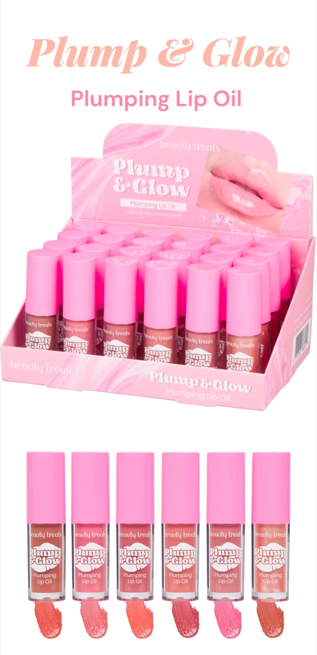 BEAUTY TREATS Plumping & Glow Plumping Lip Oil / 24pcs Display