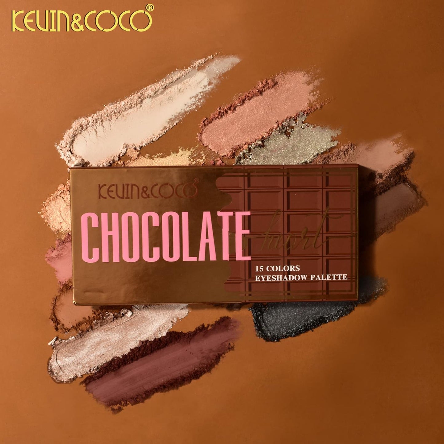 KEVIN&COCO Chocolate 15 Color Eyeshadow Palette / 12pcs Display