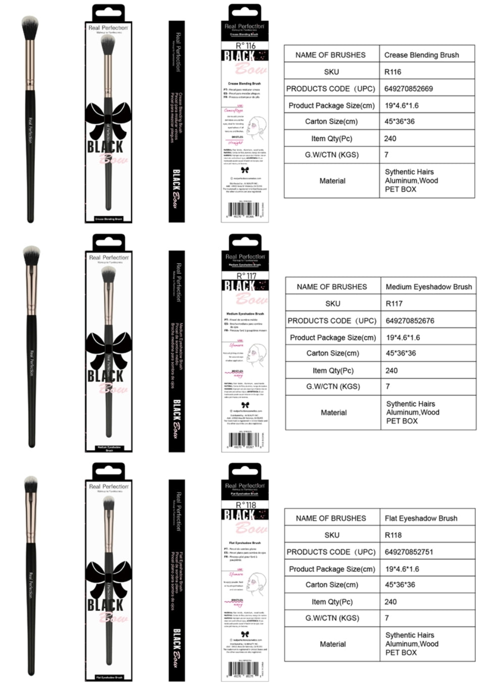 REAL PERFECTION Versatile Makeup Brush w/Display 168pcs Display