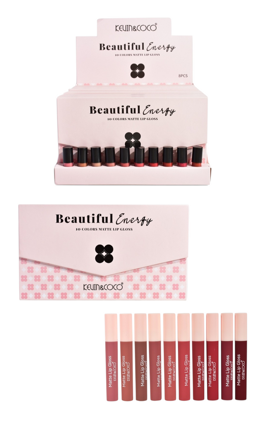 KEVIN&COCO 10 Colors MATE LipGloss / 8 Set Display