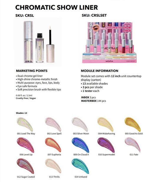 MOIRA Chromatic Show Liner w/Display | 39pcs Display + tester