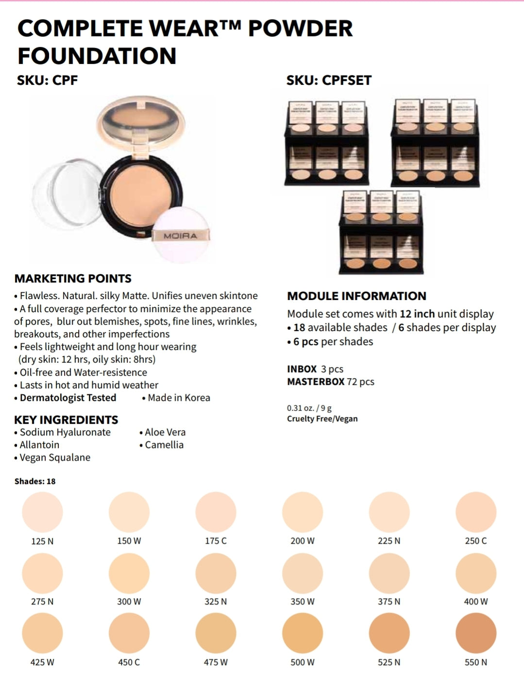 Moira - Complete Wear Foundation Powder set