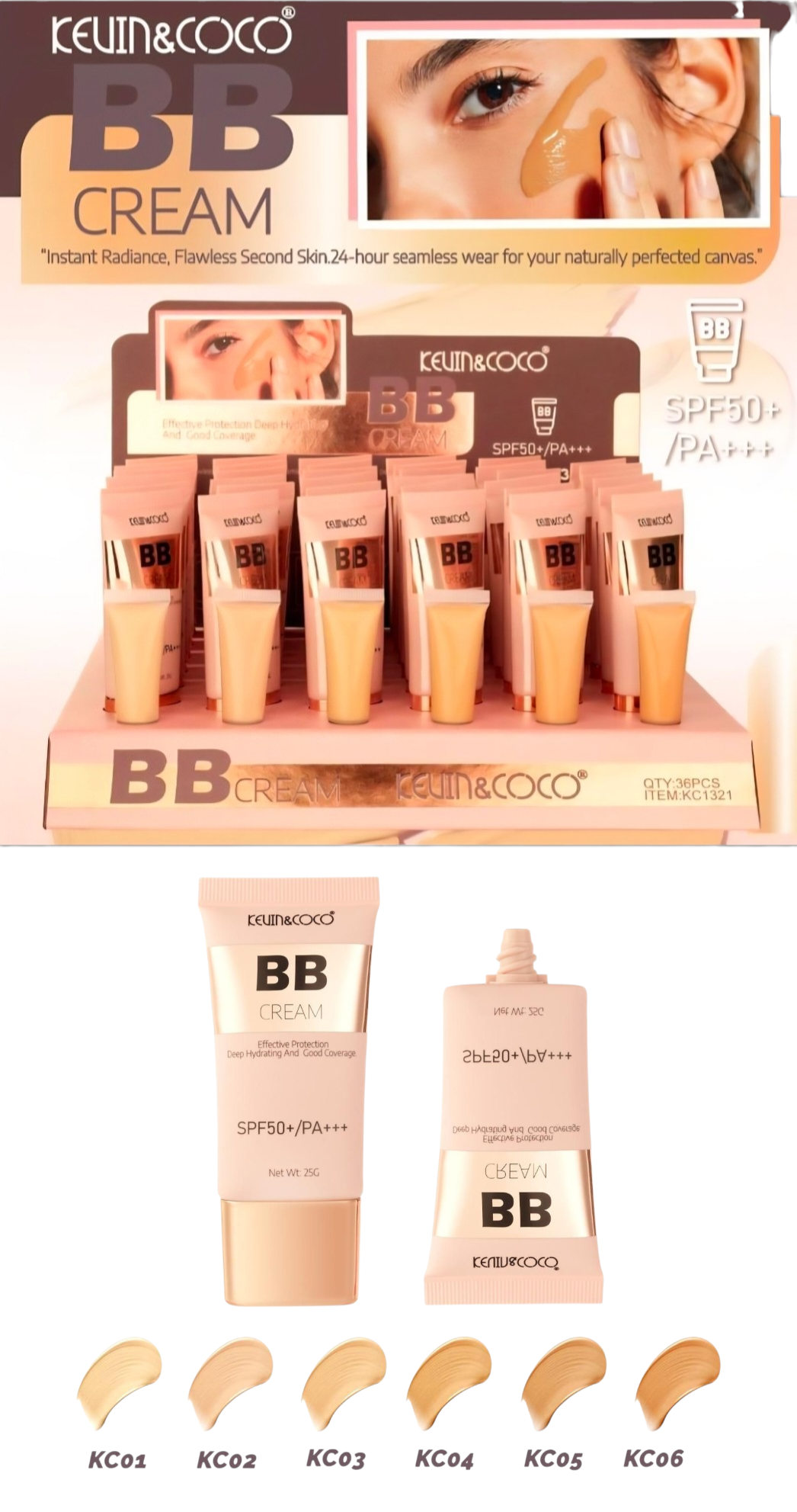 KEVIN&COCO BB Cream SPF50+/PA+++ / 36pcs Display