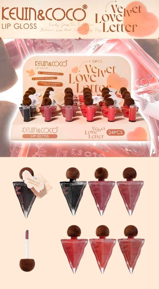 KEVIN&COCO VELVET Love Letter Lipgloss / 24pcs Display