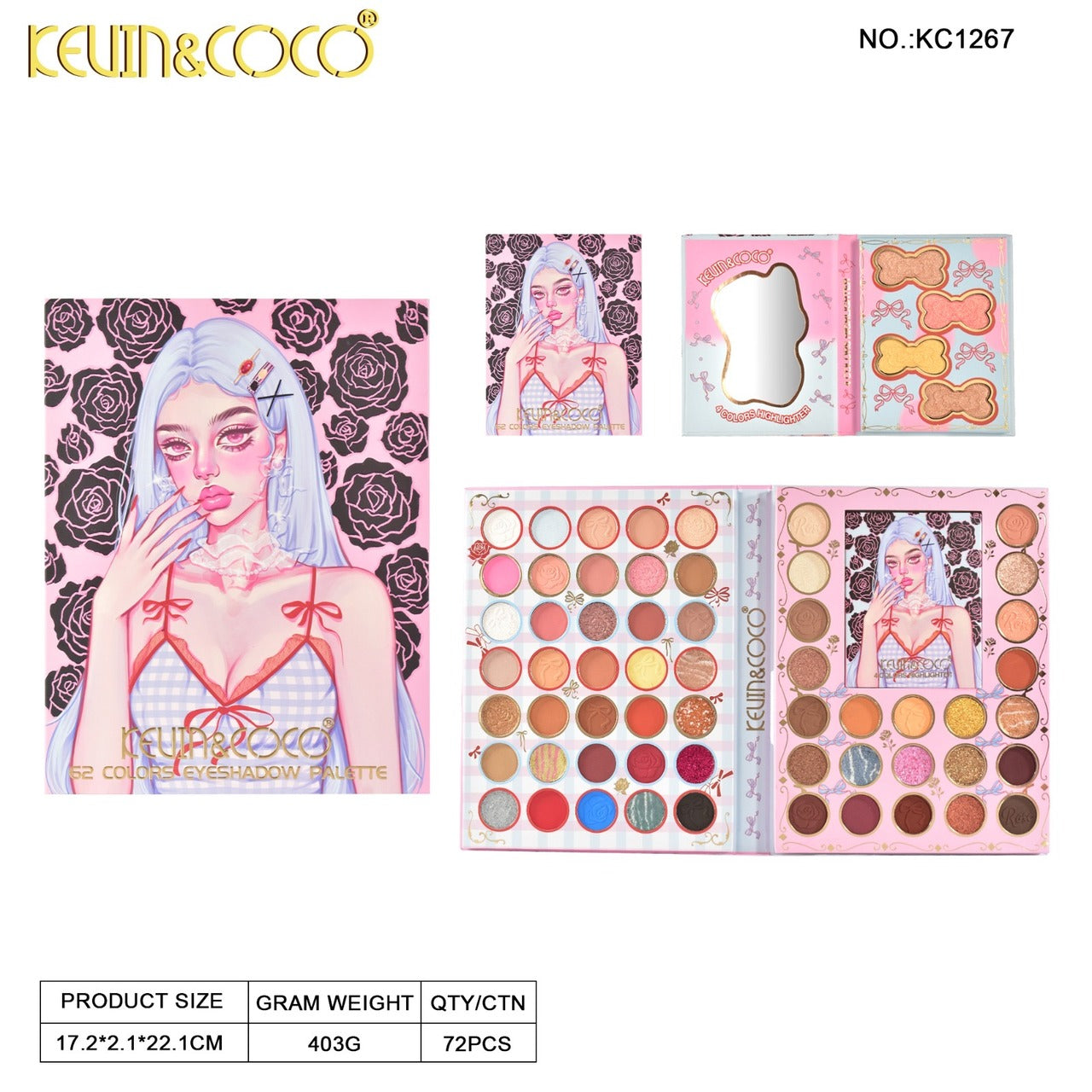 KEVIN&COCO 62 Color Eyeshadow Palette