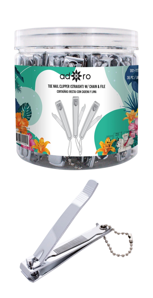 ADORO - STRAIGHT TOE NAIL CLIPPERS  W FILE & CRAIN  / 36PCS JAR