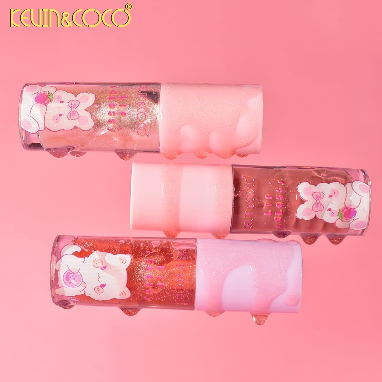 KEVIN&COCO Brillo labial con frutas | Brillo y color / Expositor de 12 unidades