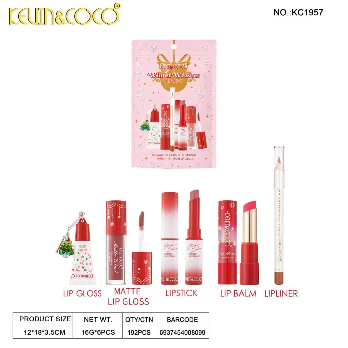 KEVIN&COCO Winter Whisper Lip Set #KC1957 / 6pack Display