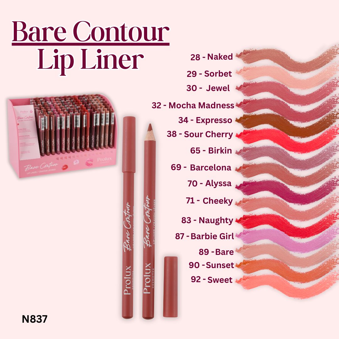 PROLUX Bare Contour Lip Liner w/Display 120pcs Display