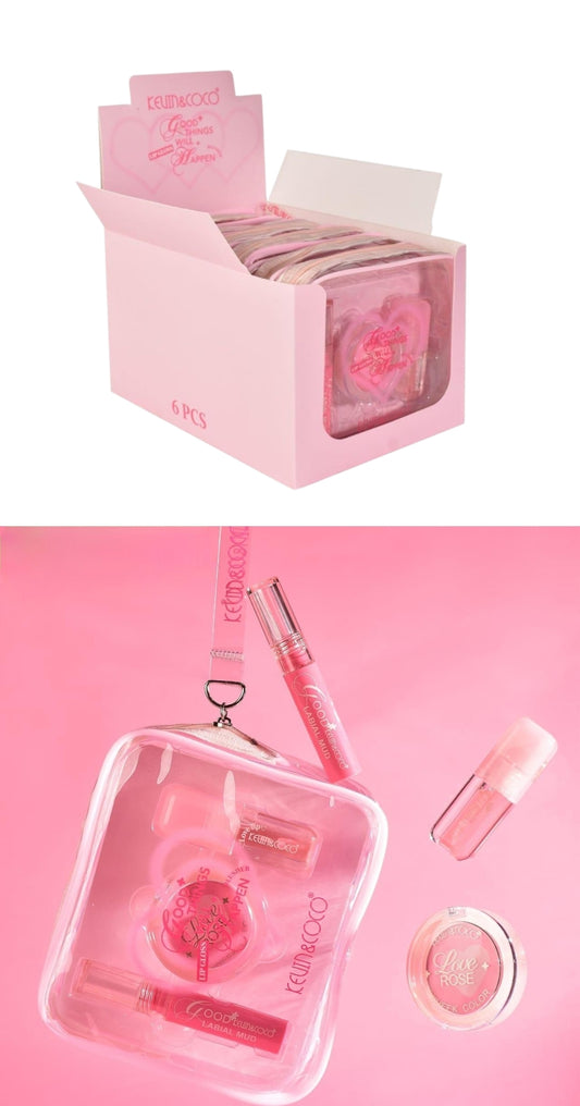 KEVIN&COCO LipGloss & Blush  with Pouch / 6 set Display